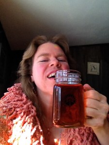 Arianna drinking Black Birch tea